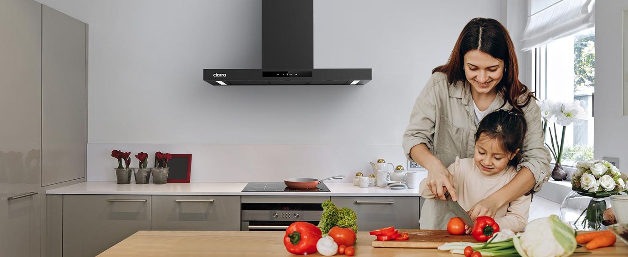 CIARRA A+++ 650 m³/h Hotte d'aspiration murale 90cm WIFI +APP & Touch Control Boost VMB9102P