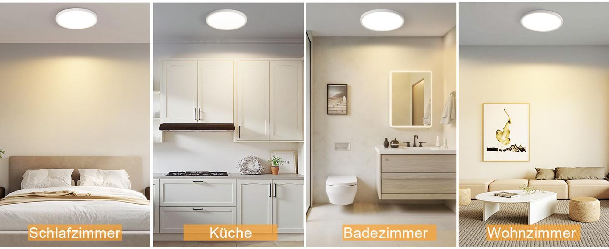 ZMH LED plafondlamp, 24W, plat, diameter 30cm, rond, witte plafondverlichting, geschikt voor slaapkamer, hal, badkamer, keuken en woonkamer. Kleurtemperatuur: 3000K