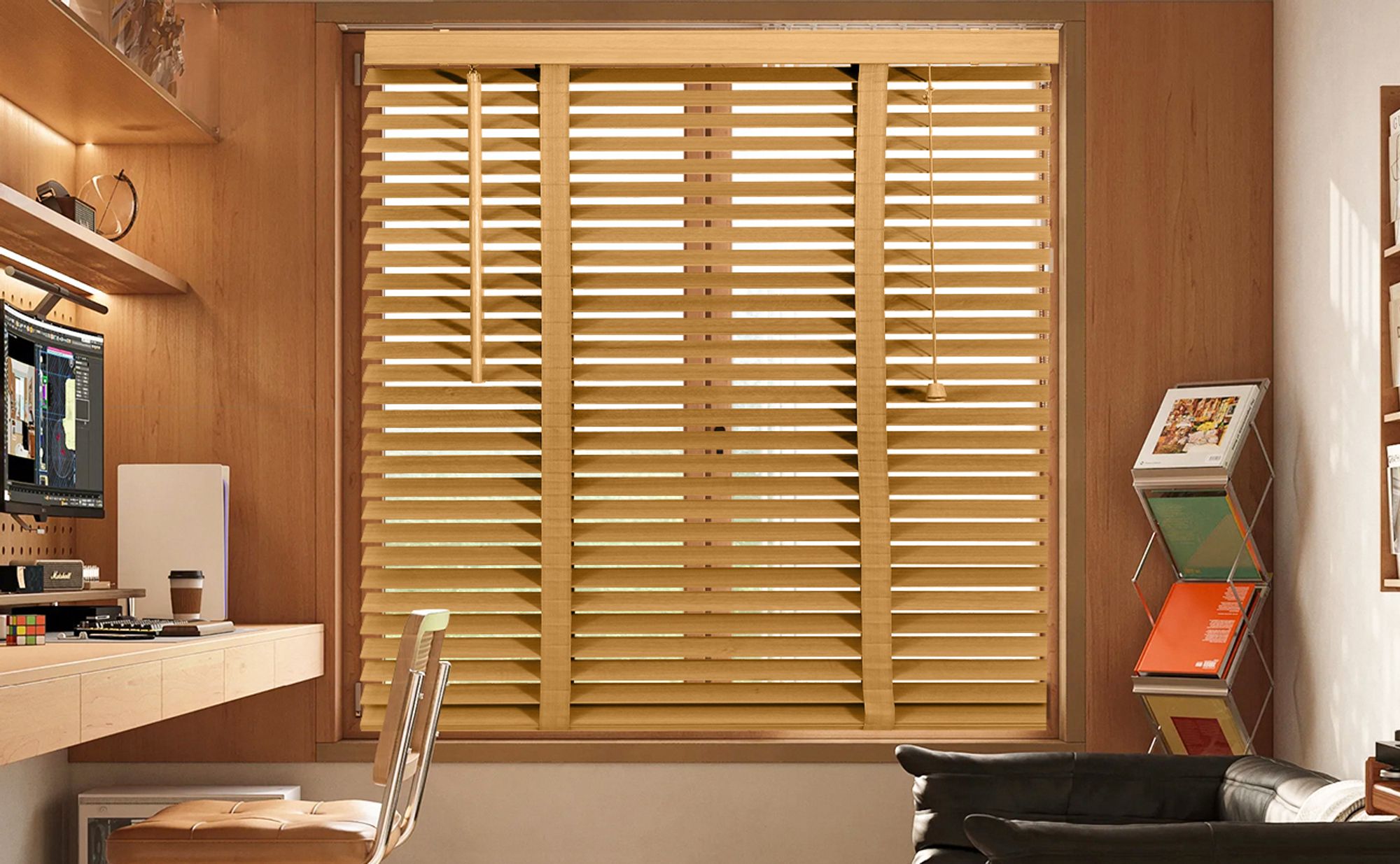 Holzjalousie 50mm lamellen Eichenfarbe 80x220cm