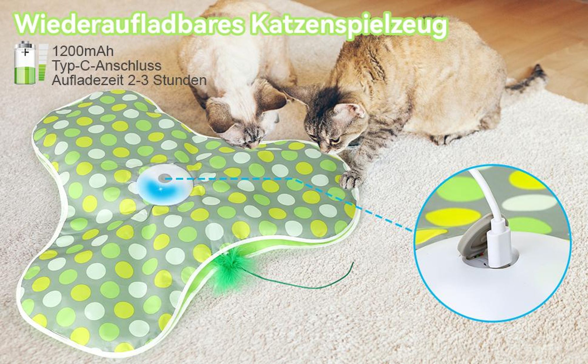 Katzenspielzeug, Elektrisch Interaktives Spielzeug, Selbstbeschäftigung, Versteckspiel, Beweglicher Feder Quietschender Maus, USB Wiederaufladbar