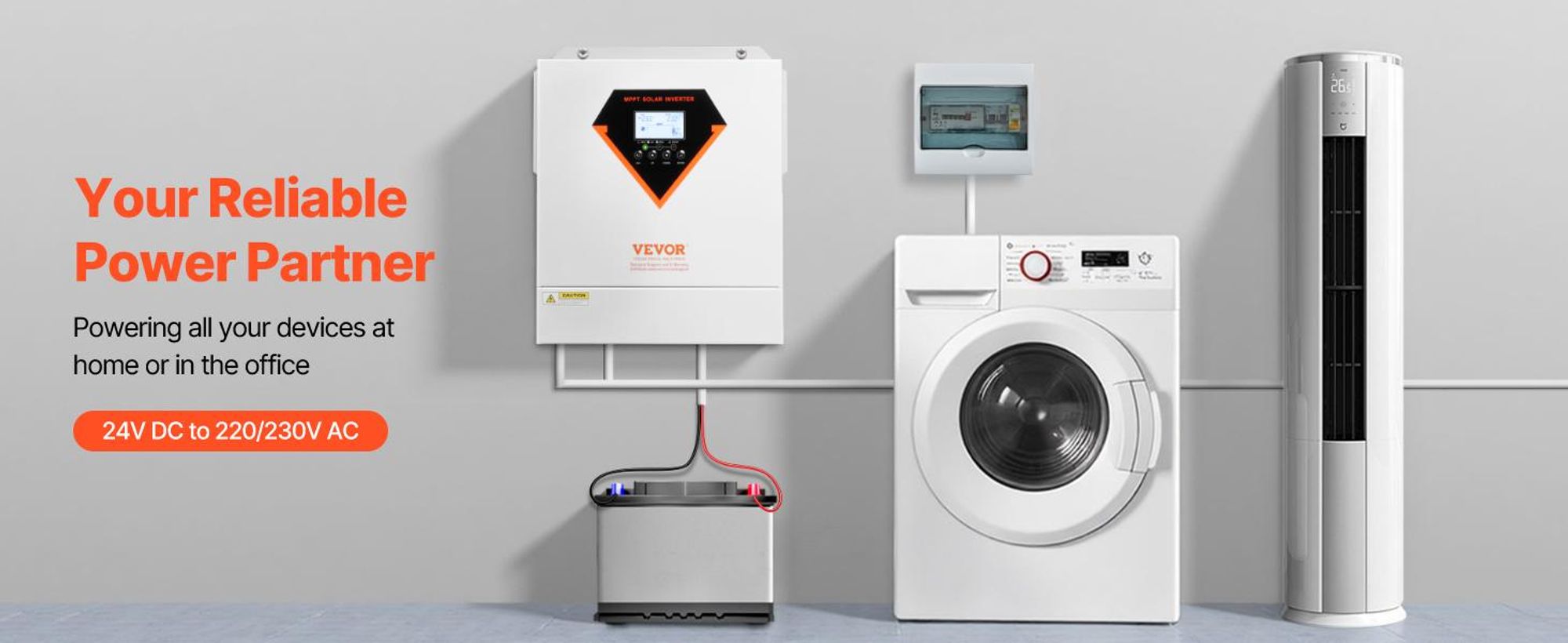 VEVOR Hybrid-Solarwechselrichter, 6000W, All-in-One reiner Sinuswellenwechselrichter-Ladegerät, 48V DC zu einphasigem 220/230V AC, mit 120A MPPT-Solarkontroller, für netzunabhängige Systeme mit Blei-Säure- und Lithiumbatterien, 3500W mit WiFi-Modul