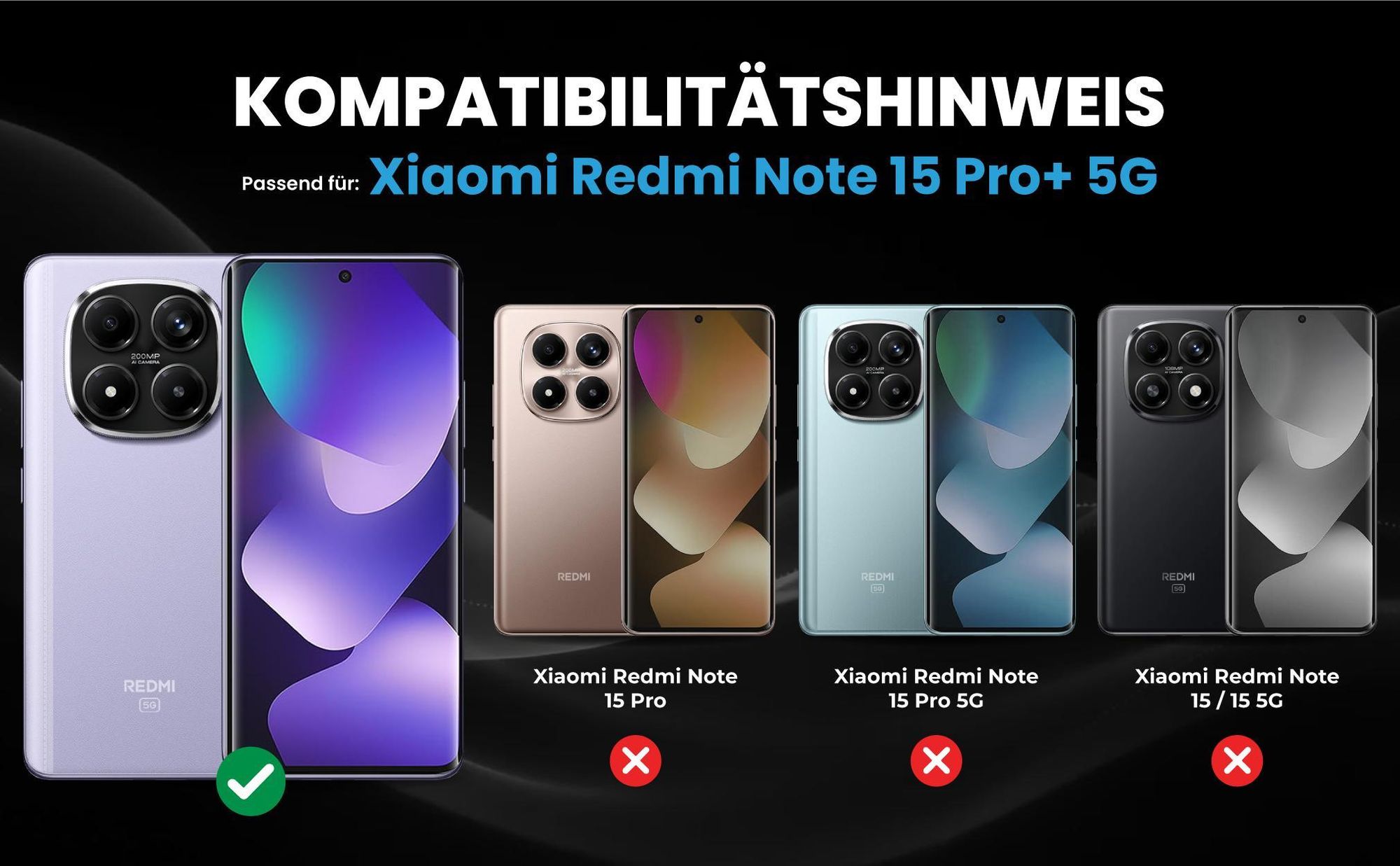 Kompatibilitätshinweise Hülle für Xiaomi Redmi Note 15 Pro+ 5G