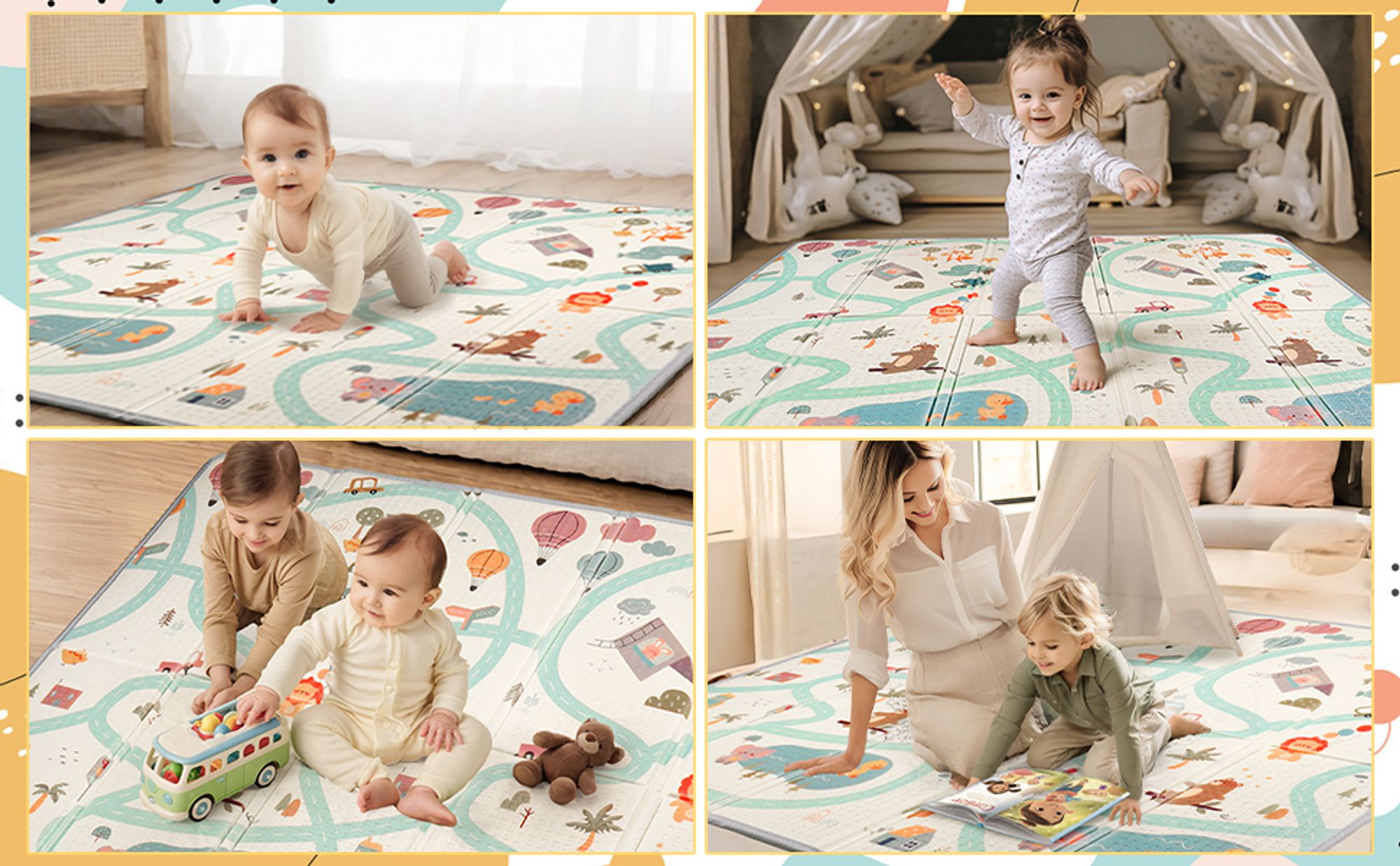 Multifunktionale Familienspielmatte - Ideal für Familien mit Babys und Kindern