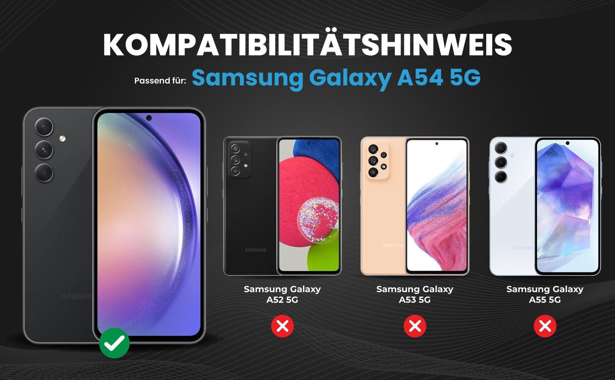 Kompatibilitätshinweise Hülle für Samsung Galaxy A54 5G