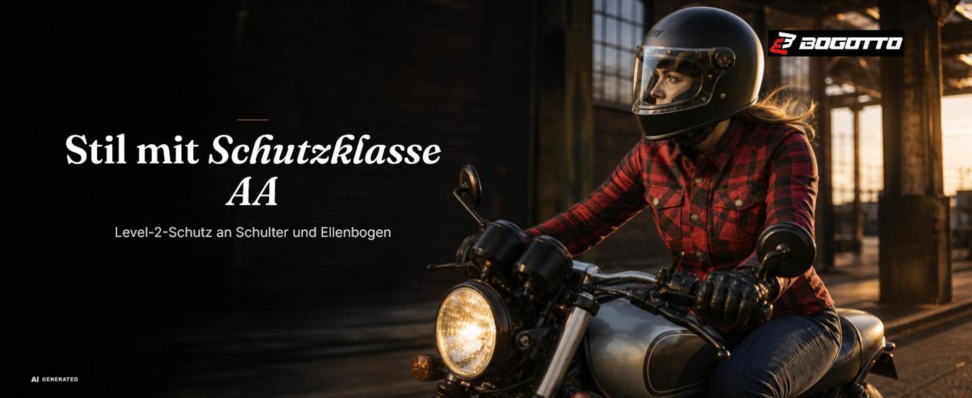 Bogotto Forgewood Damen Motorrad Hemd, schwarz/rot, S