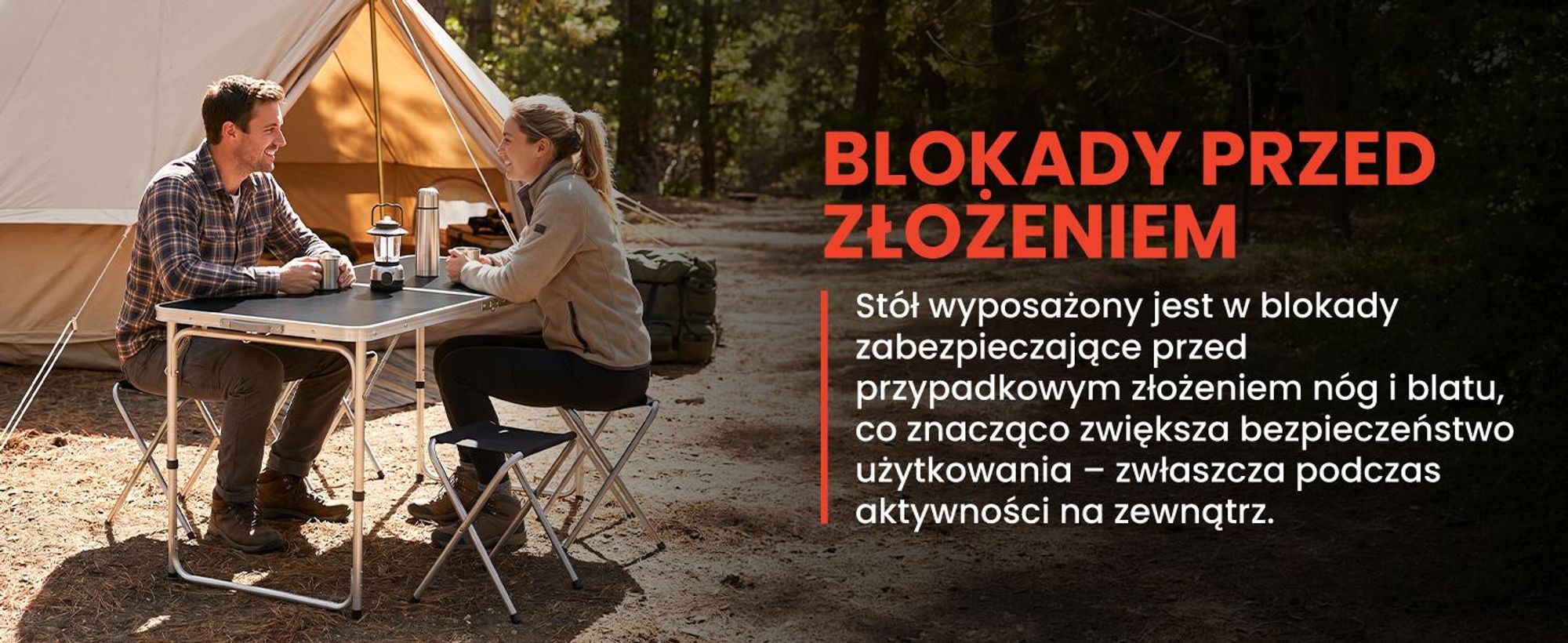 Składany stół kampingowy w walizce o długości 120 cm w kolorze czarnym