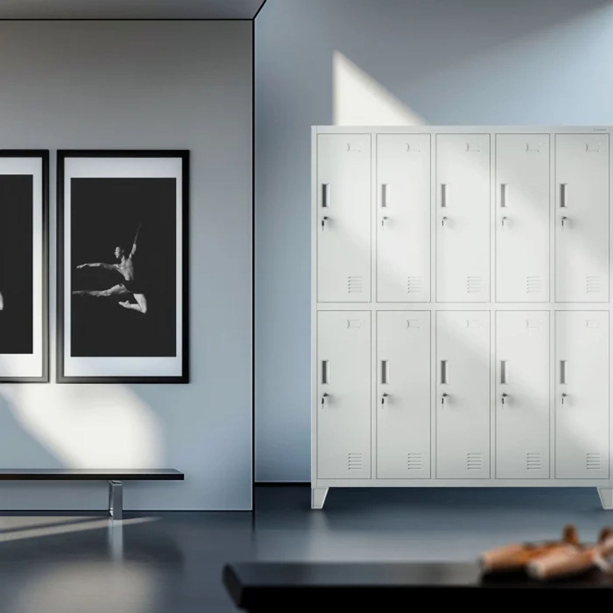 Umkleideschrank 5B2A Spind Spint Schließfachschrank Metallschrank mit 10 Fächern Etikettenhalter Metall 172 cm x 136 cm x 45 cm Farbe: Grau