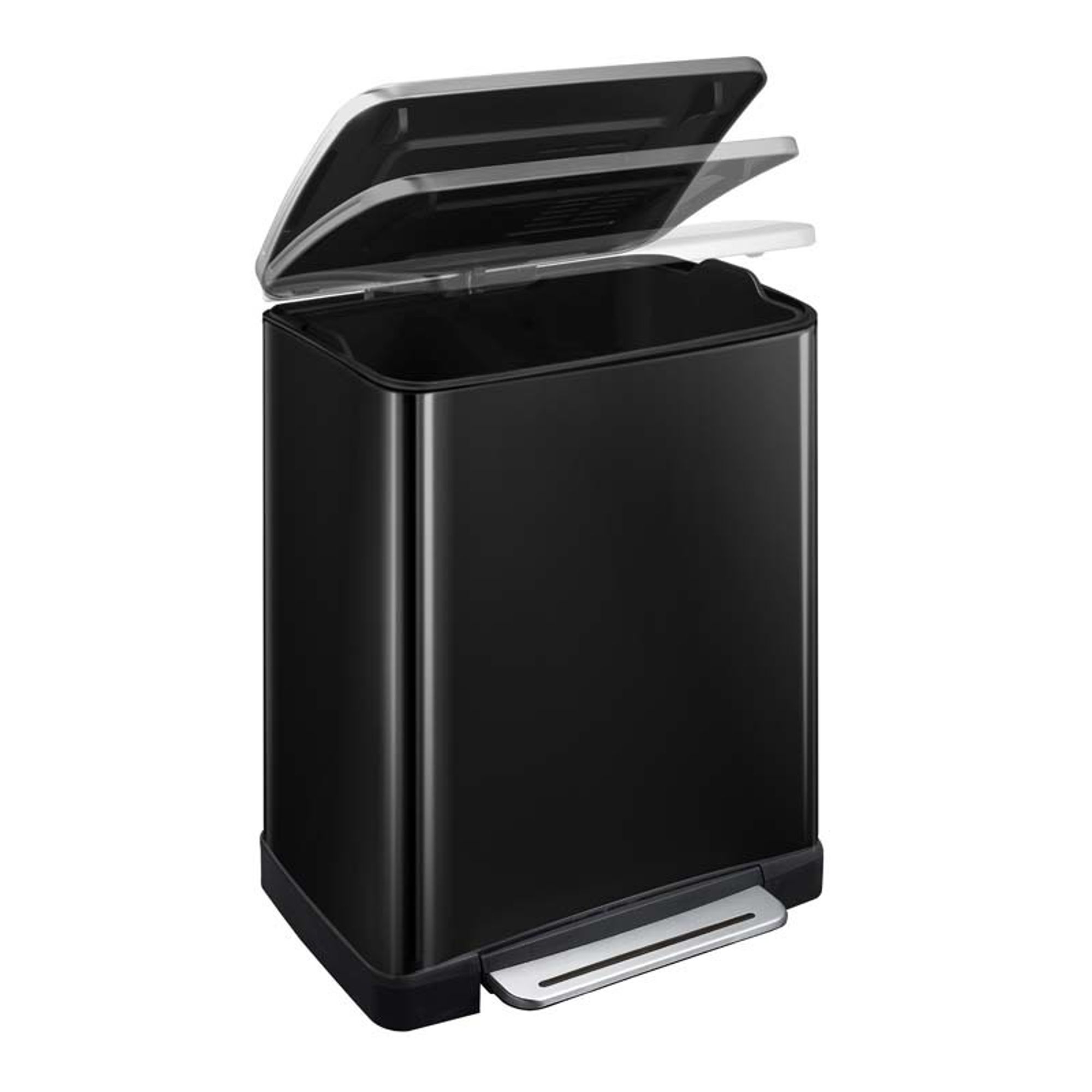 EKO - E-Cube Treteimer 50 Liter - Stainless steel Plastic - Schwarz, Matt Edelstahl