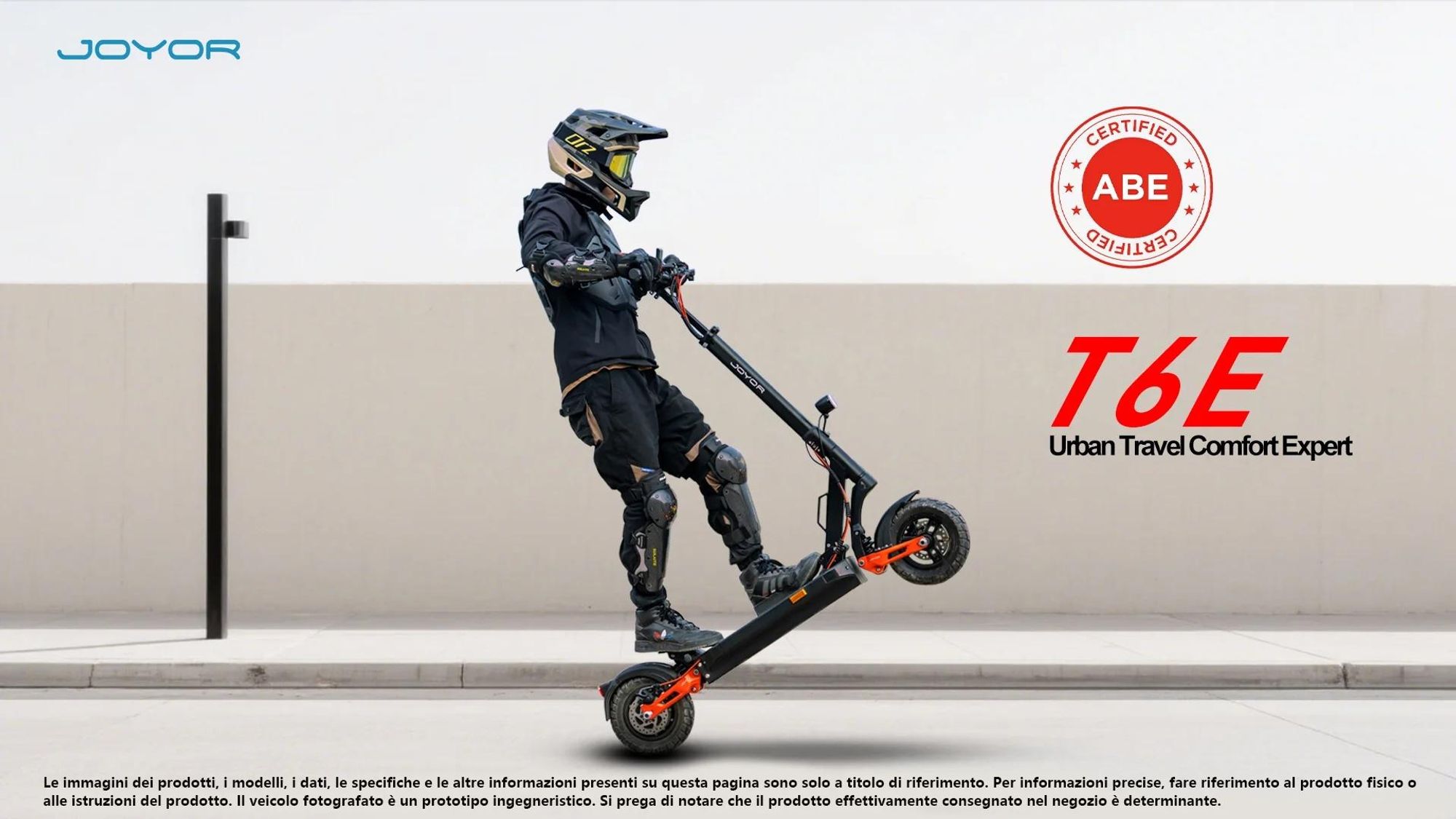 JOYOR T6E Scooter Elettrico Pieghevole  ABE - Motore 500W Batteria 48V18AH Pneumatici Off-Road 10" - Nero