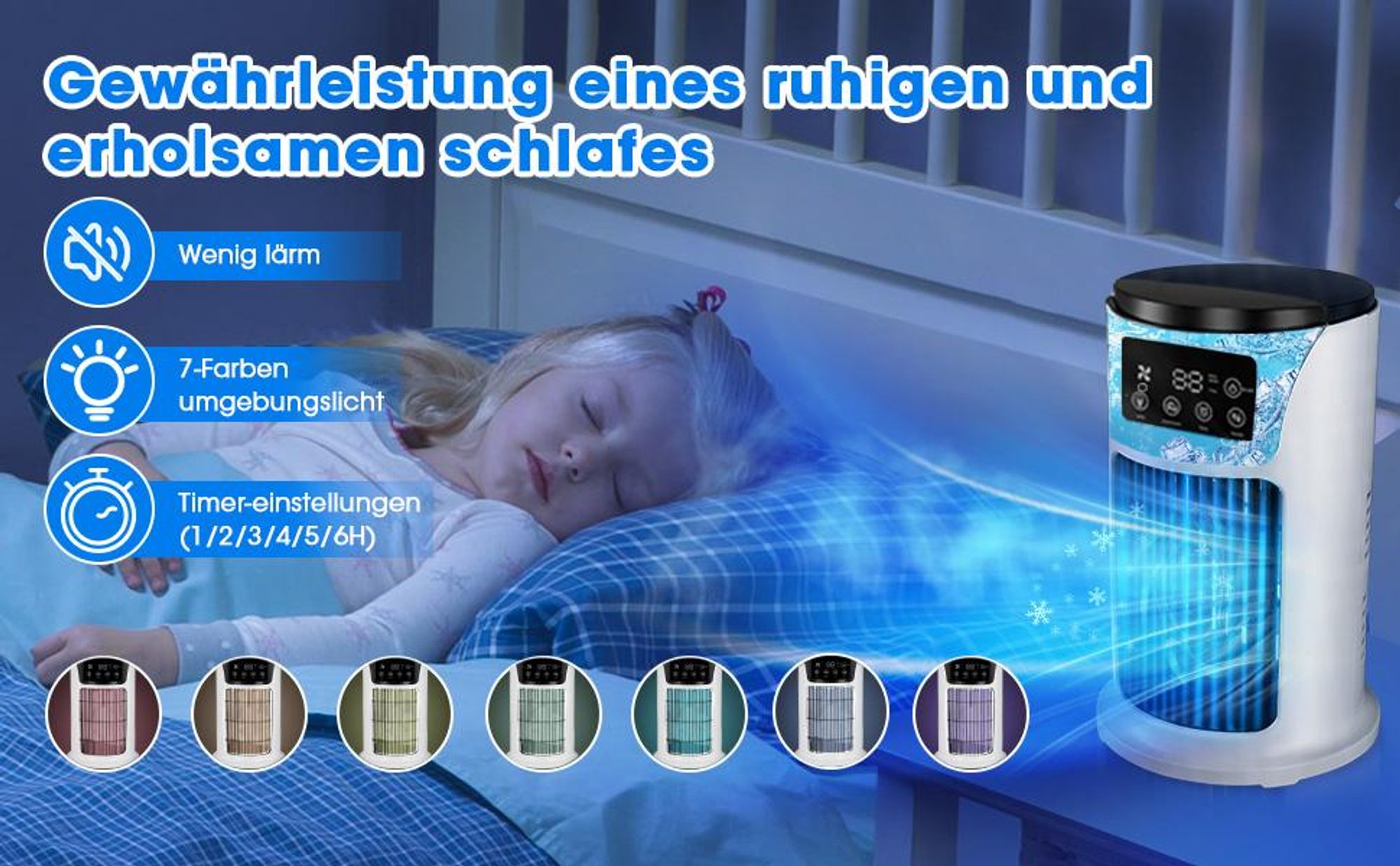 Turmventilator, Tragbare Klimaanlagen, Mobile Klimageräte, Luftkühler mit Wasserkühlung, 6 Einstellbare Geschwindigkeitsstufen, mit 300ml Wassertank
