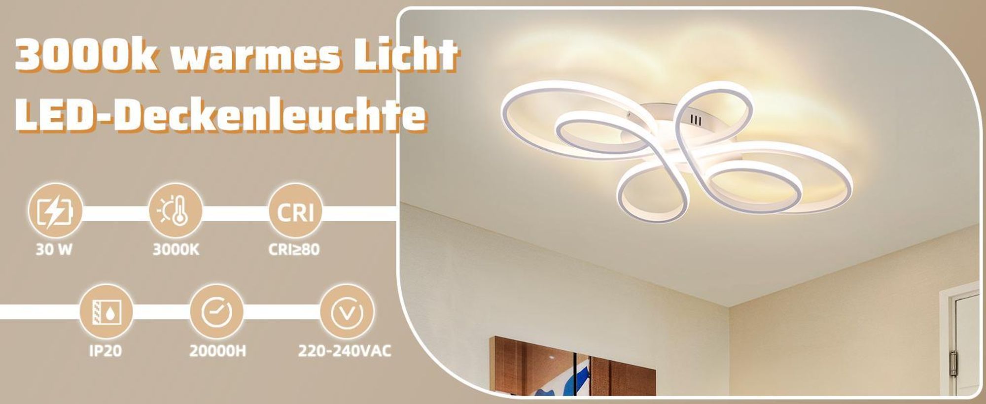 ZMH Lampe de plafond chambre à coucher Plafonnier LED Salon 30W Lampe de salon noir 40cm Lampe de chambre à coucher Blanc chaud 3000K Plafonnier cuisine Moderne Eclairage de plafond pour cuisine couloir salle à manger