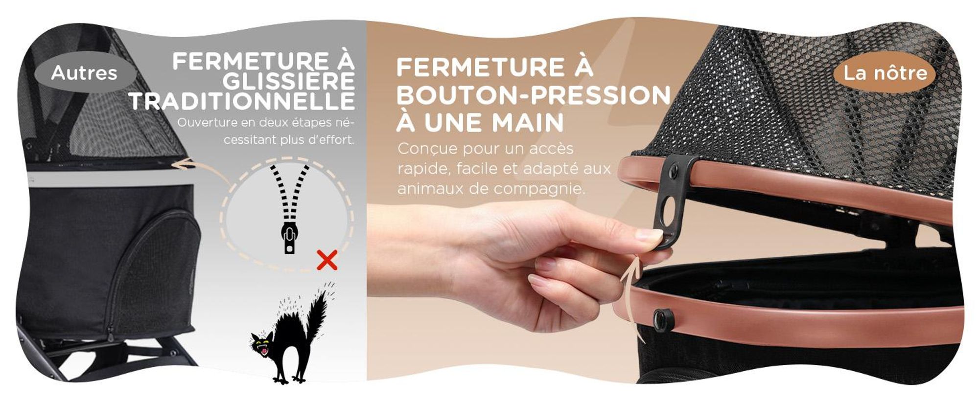 Poussette pour chien COMHOMA pliable jusqu'à 25 kg, roue avant pivotante à 360° en EVA et freins arrière, poussette pour chien 4 en 1, poussette pliable pour chat, couleur or rose