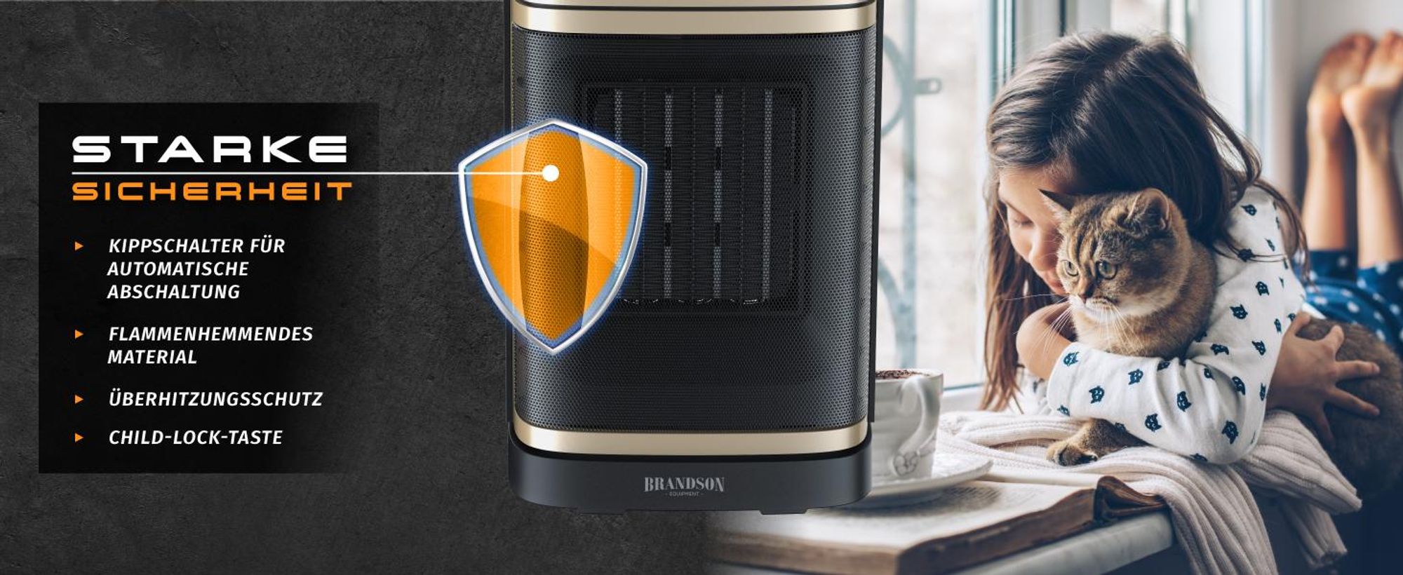 Brandson Heizlüfter energiesparend, Keramik Heizgerät, Oszillation, Timer, Fernbedienung, kompakt, 1500 W, Preisträger 2025, GS , Thermostat, Überhitzungsschutz