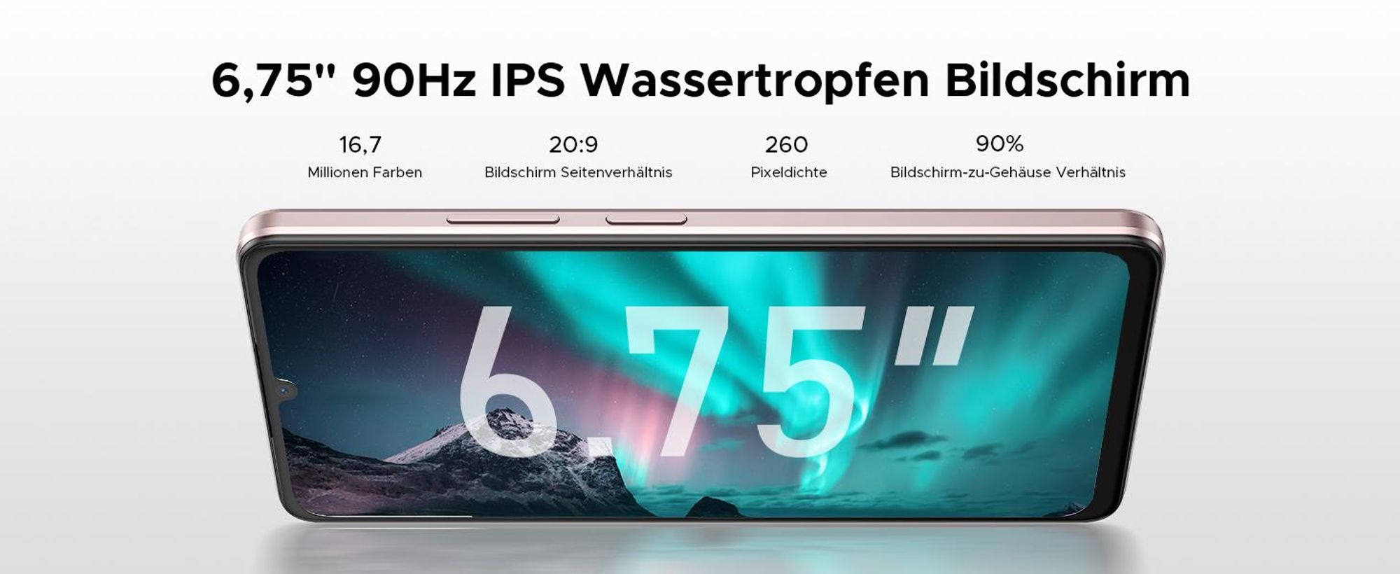 DOOGEE Note58 Pro Smartphone Handy, Android 16, 6,75" 90Hz, 6250mAh Akku, 32GB RAM+256GB ROM, 4G, 16MP, NFC, Fingerabdruck, ohne Vertrag