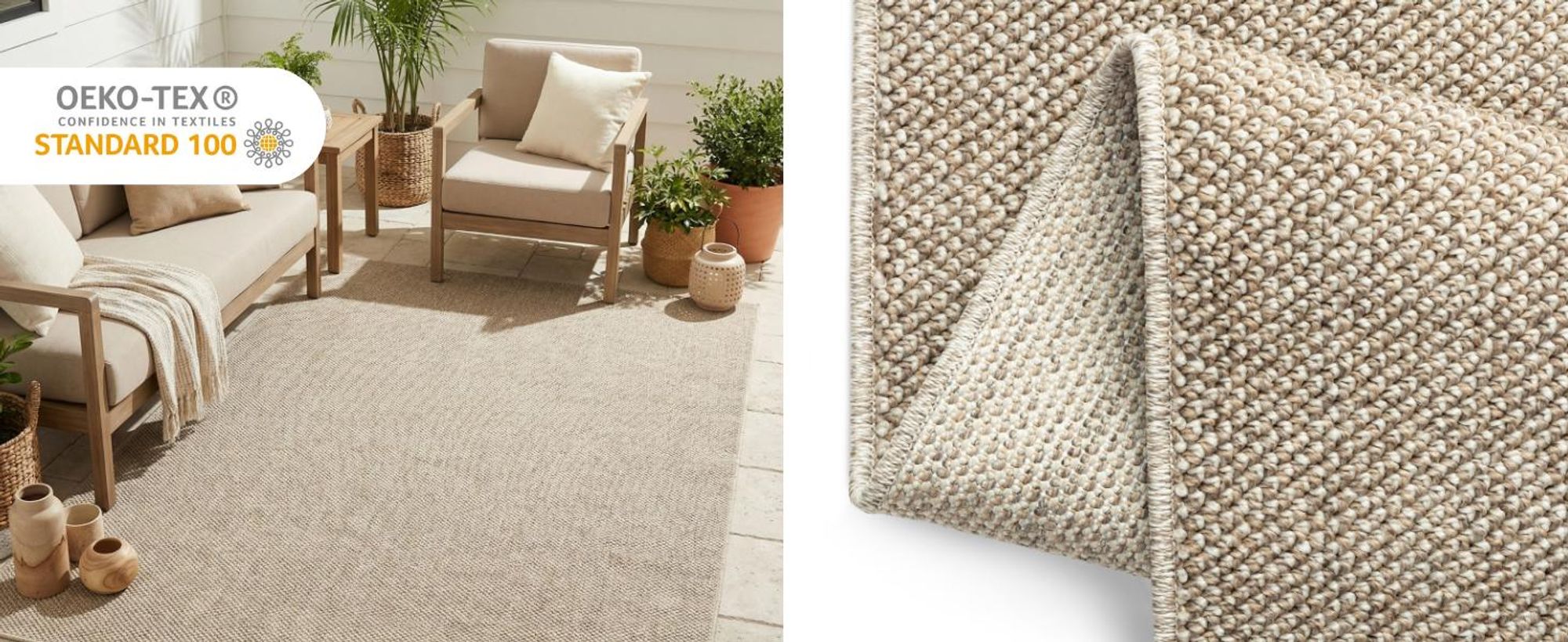 Tapiso Teppich CALMA In- & Outdoor Braun Balkon UV-beständig 200 x 300 cm
