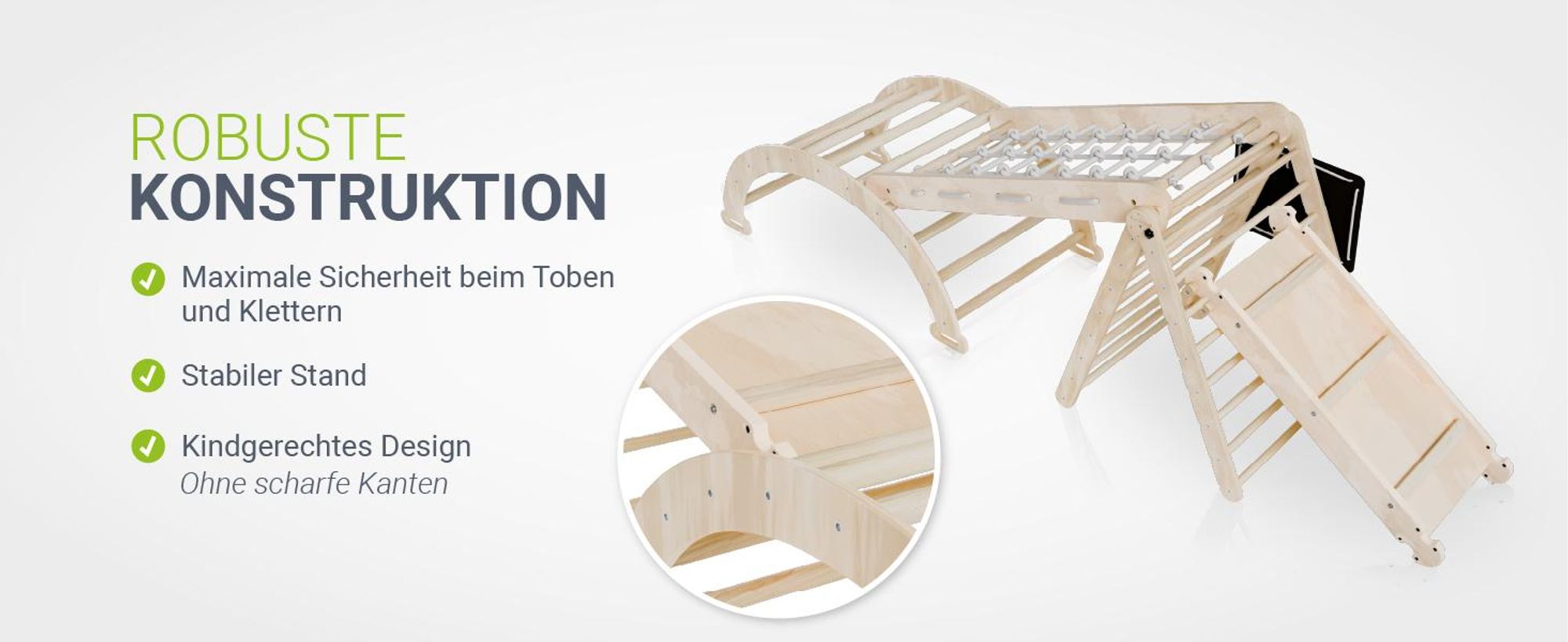 Juskys Kletterdreieck Movario - Indoor Klettergerüst für Kinder, Kletterdreieck und Kletterbogen, mit Rutsche - Groß