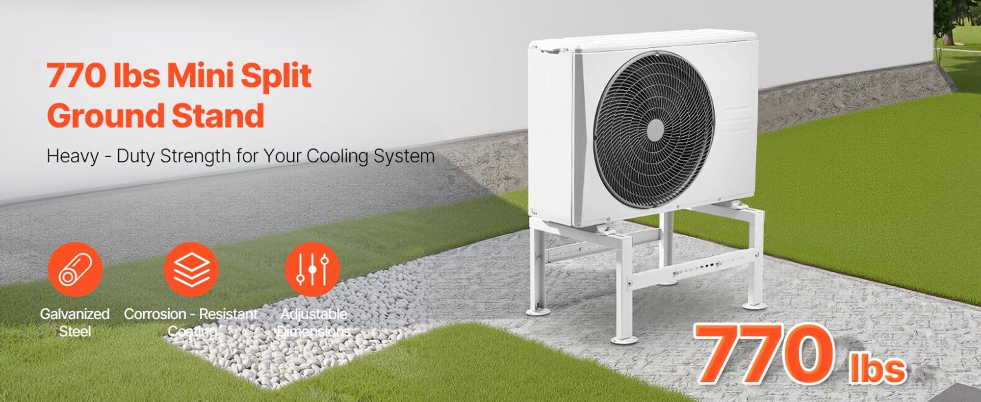 VEVOR Klimaanlage Bodenständer, vibrationshemmender Mini-Split-Ständer für kanallose Klimaanlagen-Wärmepumpen mit 9000–60000 BTU, AC-Basishalterung für Bodenmontage mit max. 350 kg Tragkraft