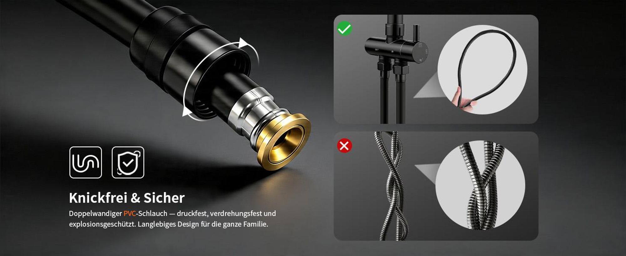 Homelody Duschsystem ohne Armatur, Duschset Duschsäule mit SUS304 Edelstahl Duschablage 30cm kopfbrause & Handbrause Quadratisch 5 Strahlarten Schwarz
