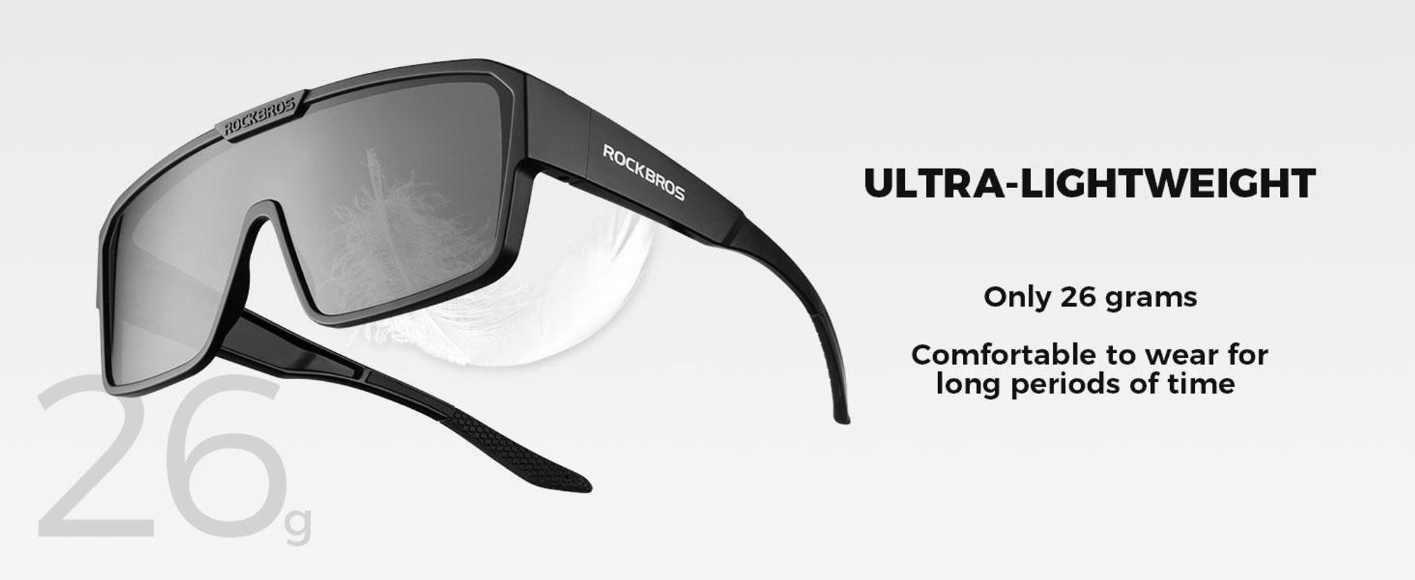 ROCKBROS Gafas Deportivas Polarizadas UV400 TAC PC Unisex Para MTB Pesca Running Golf Gris Polarizado