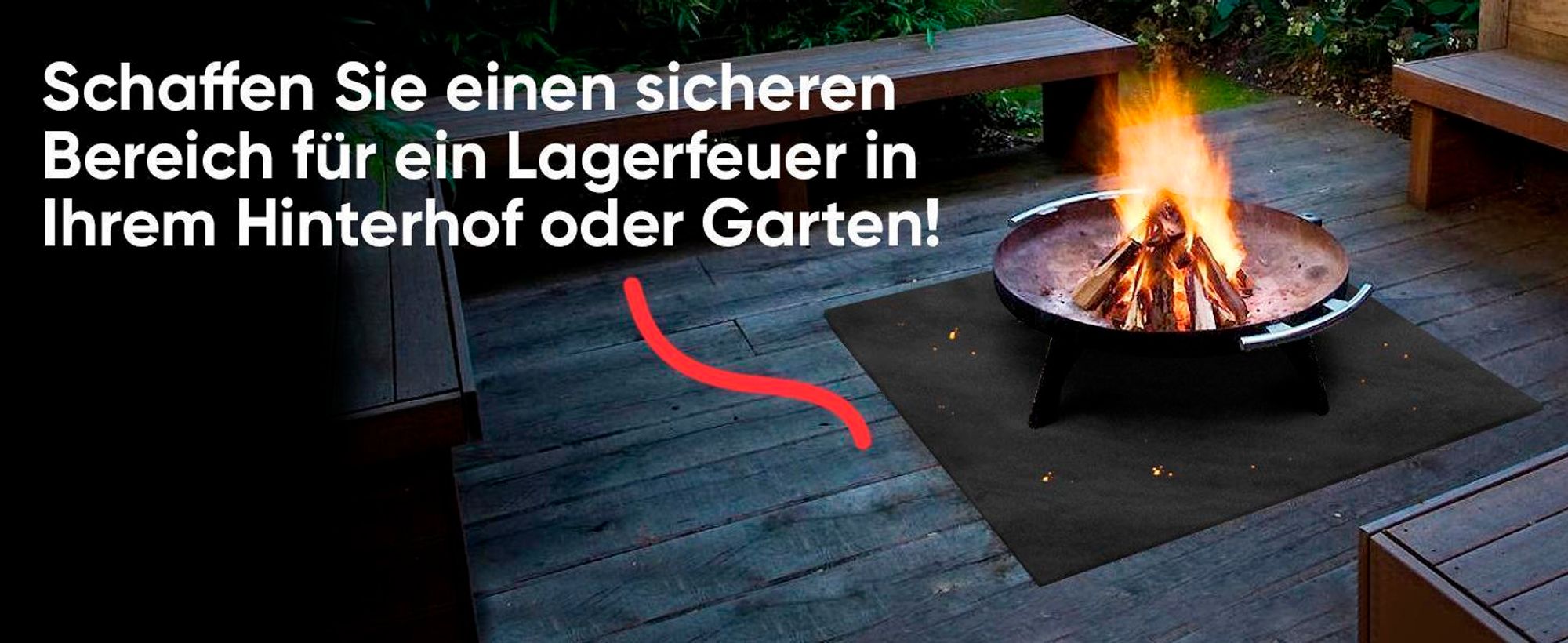 EVOCAMP feuerfeste Unterlage 50x50 cm, bis zu 982°C, für Grill, nicht brennbar, Brandschutz