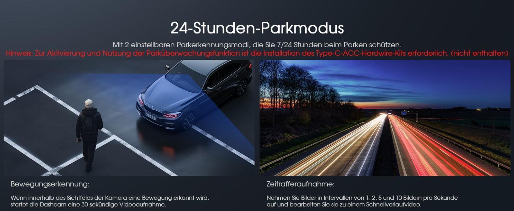 Dashcam Auto Front Und Heck 4K+2K, 3,39" IPS D Produktbild-Vorschau 3
