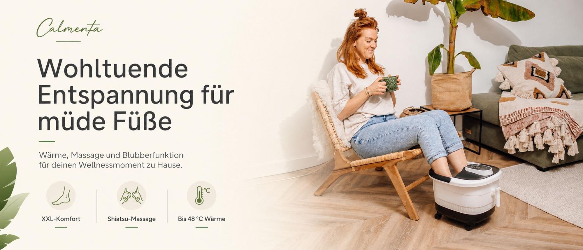 Calmenta XXL Fußbad mit Wärme, Shiatsu-Massage und Blubberfunktion für zu Hause