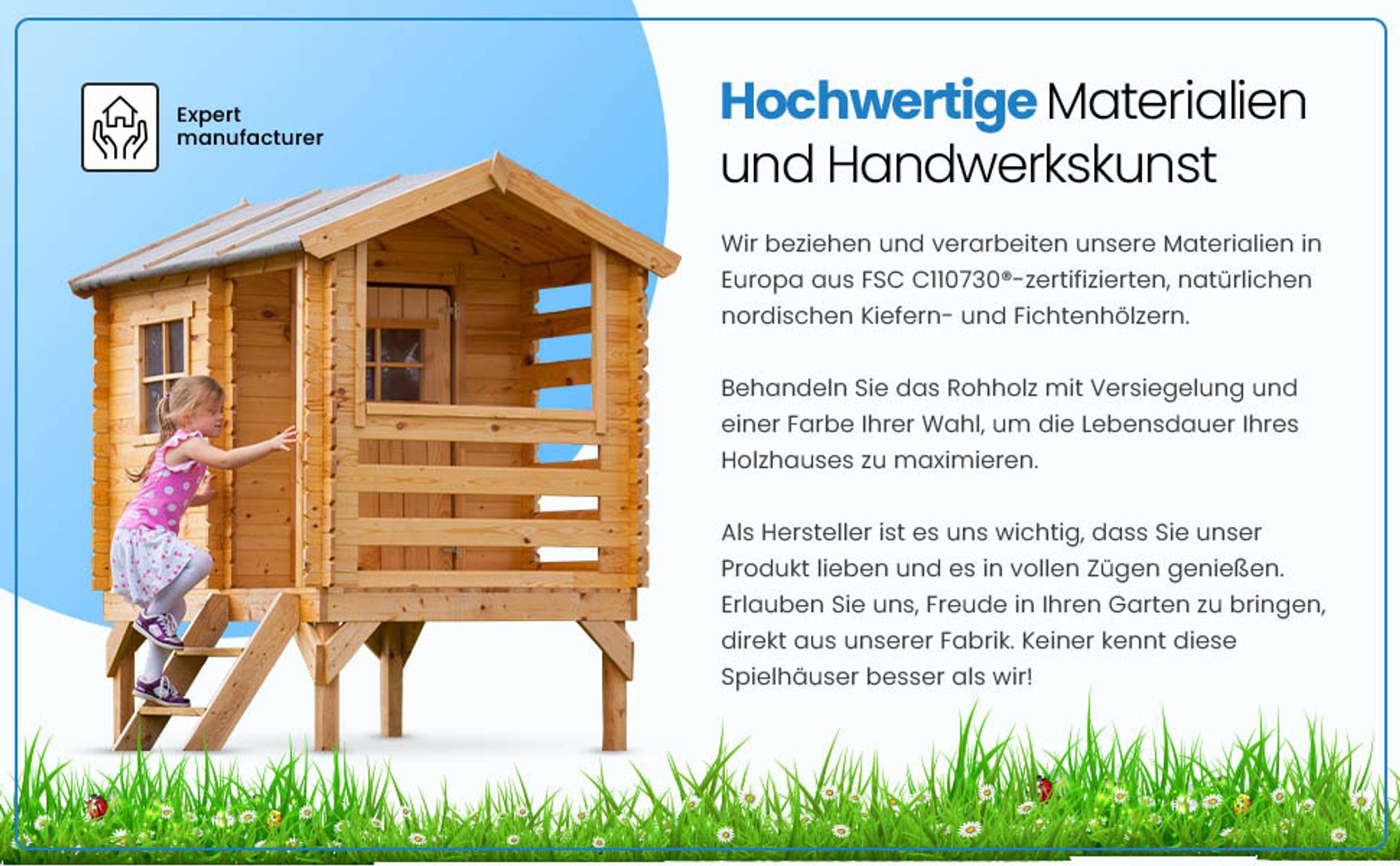 Timbela Kinderspielhaus aus Holz - Spielhaus im Freien für Kinder - B146xL181xH205 cm/1,1m2 Gartenspielhaus - Garten-Sommerhaus für Kinder M501B