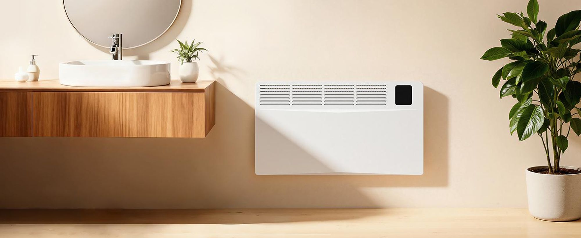EMKE Konvektor Heizung 2000W mit WiFi & App, Elektroheizkörper Energiesparend, Wandheizung & Standgerät mit Rollen, 24/7 Timer, Weiß