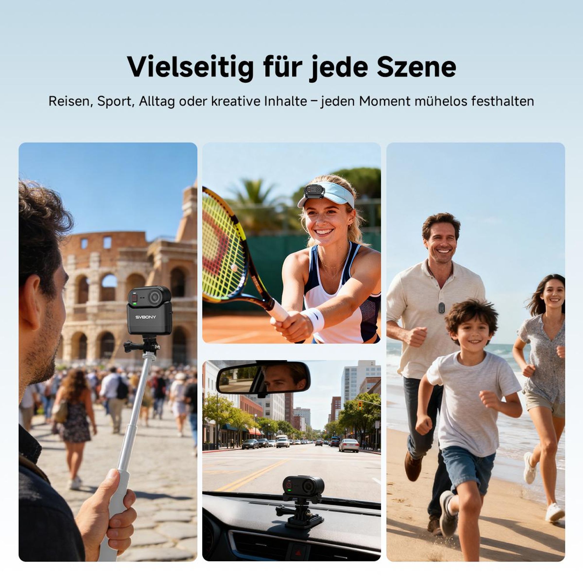 SVBONY SVGo M3 POV Action Kamera, 4K/30fps, 64GB Speicher, 43g Ultraleichte, Mini Bodycam, IP68 Wasserdicht bis 10m, 300 Min Akkulaufzeit, WLAN App