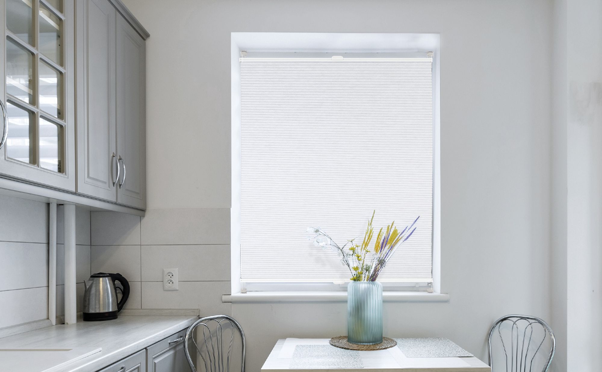 Sekey Wabenplissee ohne Bohren 50×100 cm Doppelplissee Grau-Weiß Plissee Klemmfix 100% Verdunklung & Sonnenschutz Faltrollo Klemmfix für Fenster & Tür
