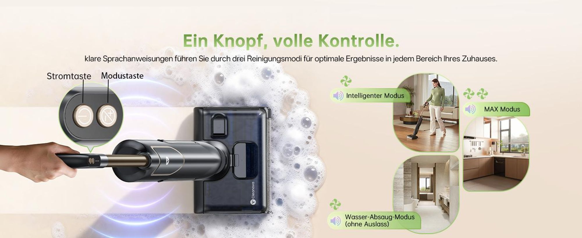 Vactidy X7 Nass-Trocken-Akkusauger, 3-in-1 Saug Wisch - 180° Flachliege-Design, 13 cm Schlank, 0 mm Kantenanpress mit Anti-Tangle-Technologie