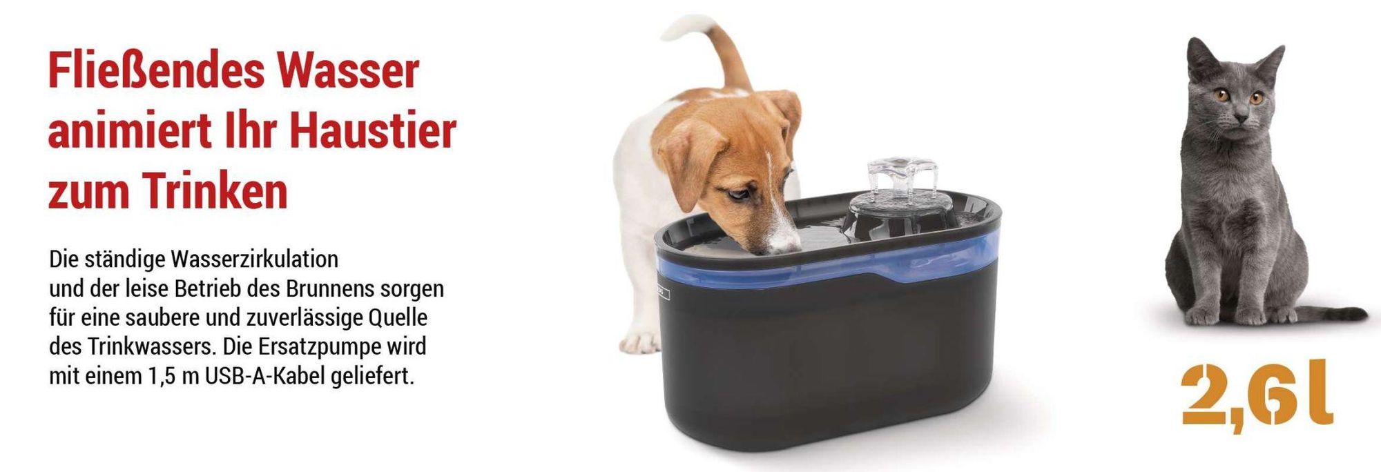 EMOS - GoSmart Ersatzpumpe für smarten Katzenbrunnen inkl. Ladekabel und Schaumf