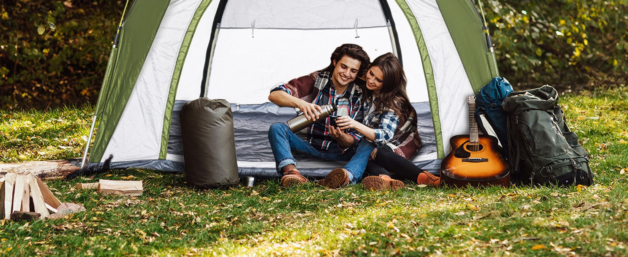 Outsunny Camping Zelt 3 Personen Zelt Familienzelt 190T Kunstleder1000mm