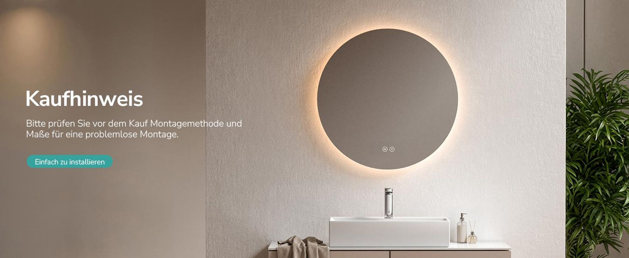 EMKE LED Badspiegel 60 cm Rund Spiegel Badezimmerspiegel mit Beleuchtung 3 Lichtfarbe 3000-6500K Kaltweiß Neutral Warmweiß Dimmbar Touchschalter