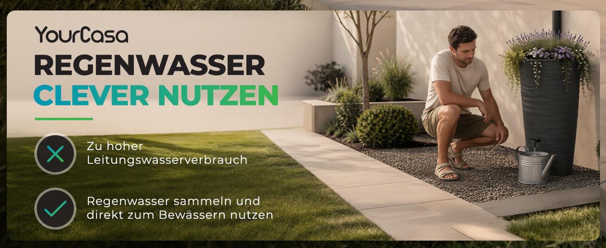 YourCasa Regentonne 230 Liter [Decore Design] - Nachhaltige Bewässerung im Garten Anthrazit