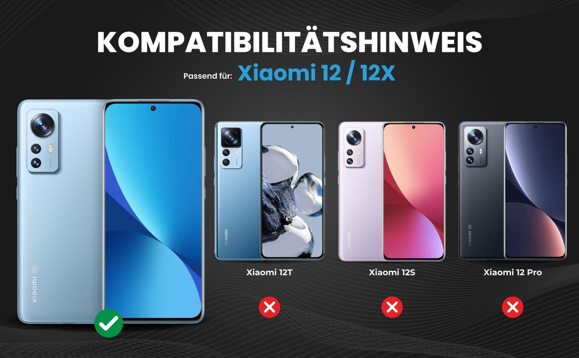Kompatibilitätshinweise Hülle für Xiaomi 12 / 12X