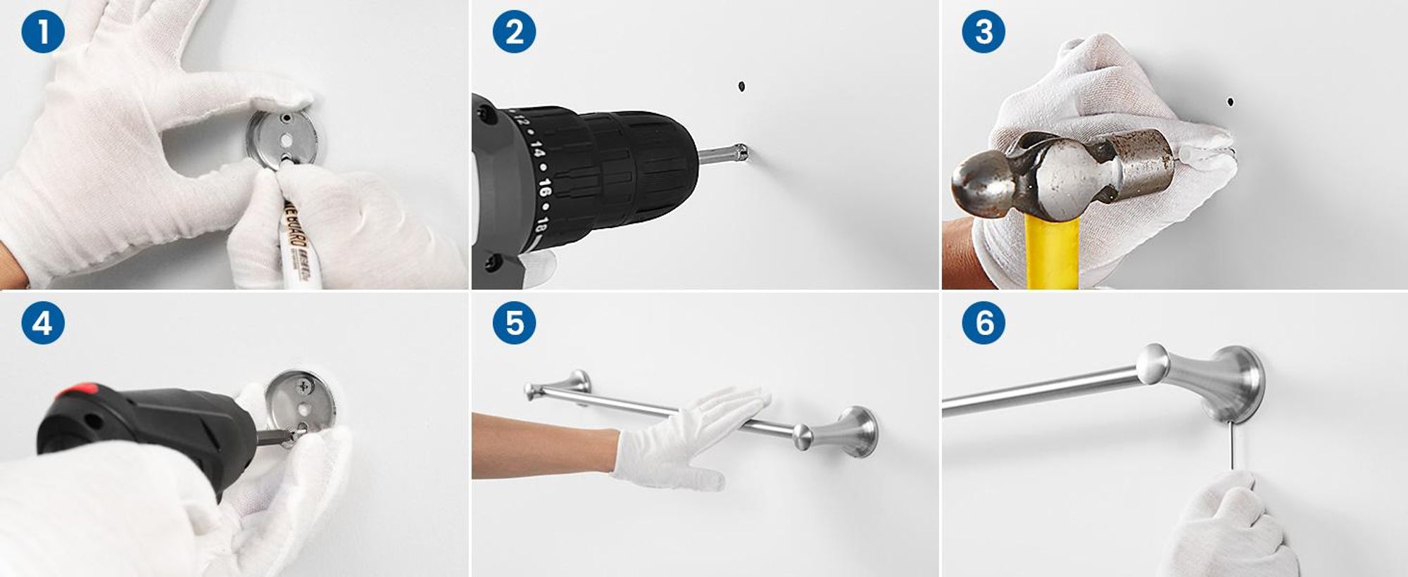 CECIPA Handtuchstange Edelstahl gebürstet, für 2 Handtücher, Bohren & Kleben, Modernes Badaccessoire