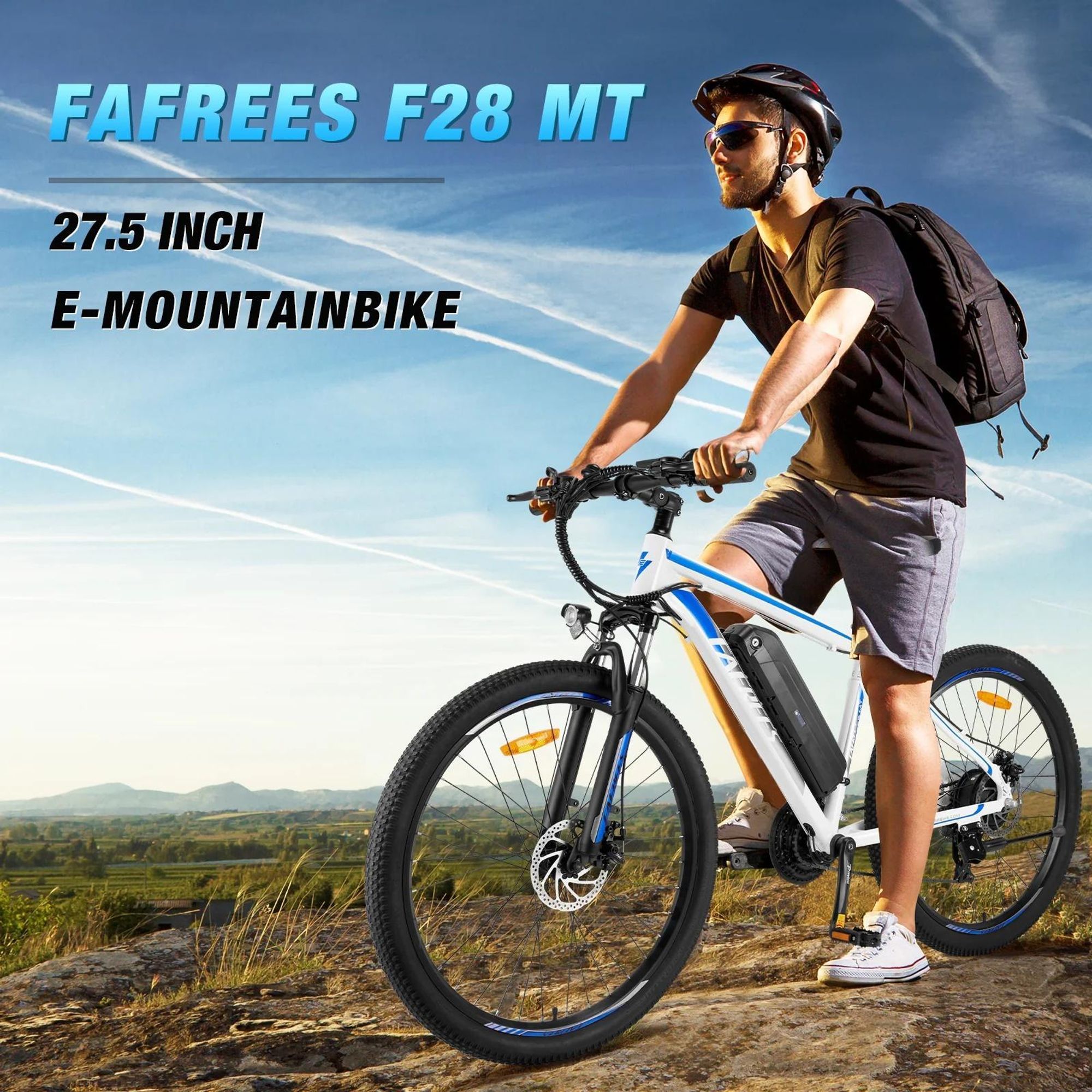 Elektrofahrrad | FAFREES | F28 MT | 250W 36V15Ah 27,5" Scheibe - Weiß-Blau