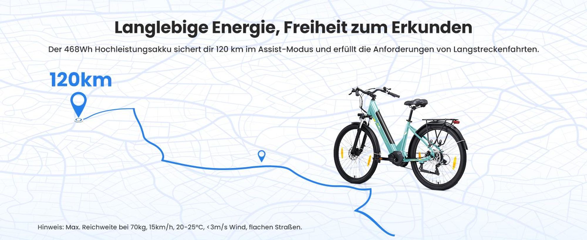 Touroll Urbano 3 E-Bike 250W, 540W Peak, 70Nm Drehmoment, 120km Reichweite, Hydraulikbremsen, Shimano 7-Gang