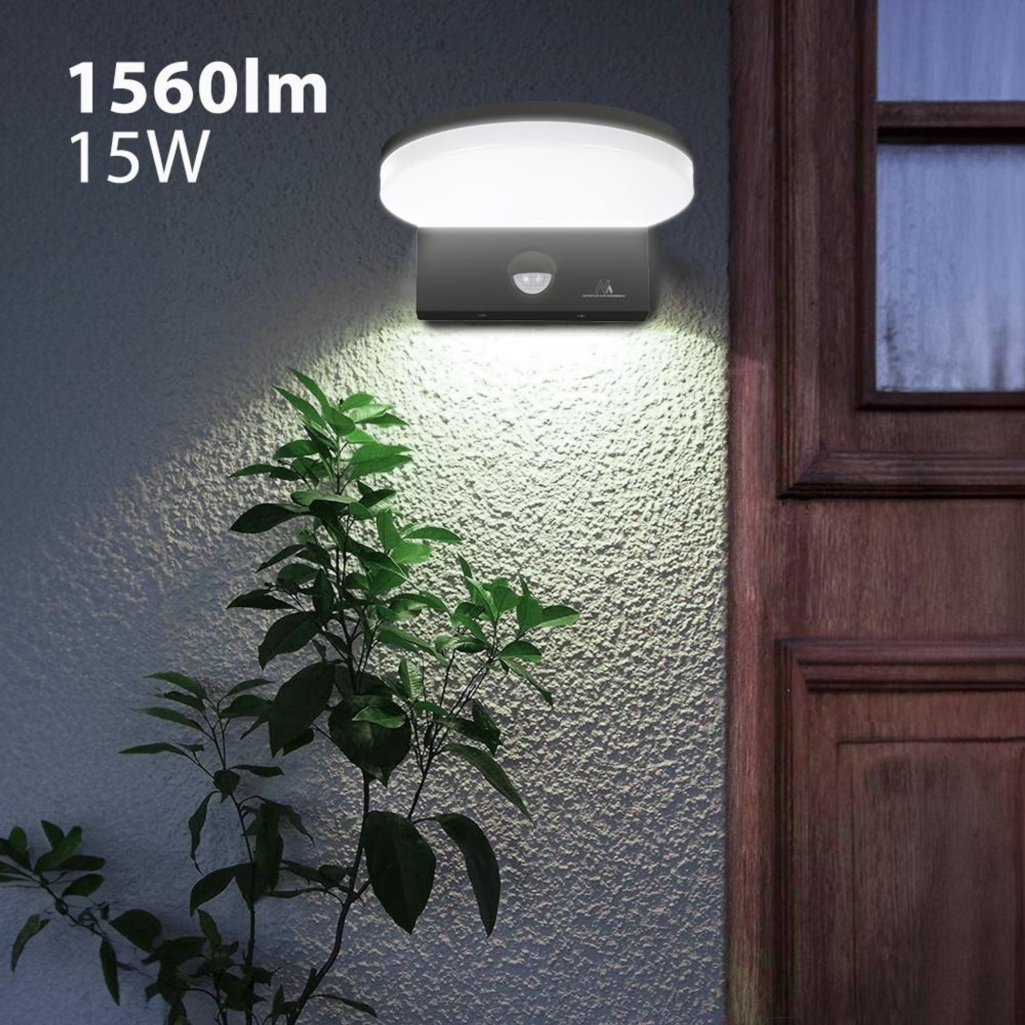2x Maclean LED-Leuchte mit Bewegungsmelder PIR-Bewegungsmelder Farbe: Schwarz 15 W IP65 1560 lm Lichtfarbe: Neutralweiß (4000 K) MCE344 B