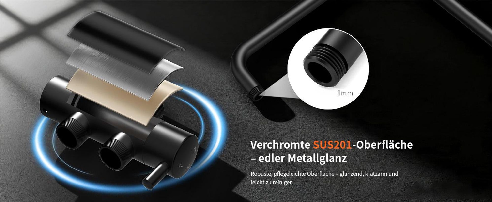 Homelody Duschsystem ohne Armatur, Duschset Duschsäule mit SUS304 Edelstahl Duschablage 30cm kopfbrause & Handbrause Quadratisch 5 Strahlarten Schwarz