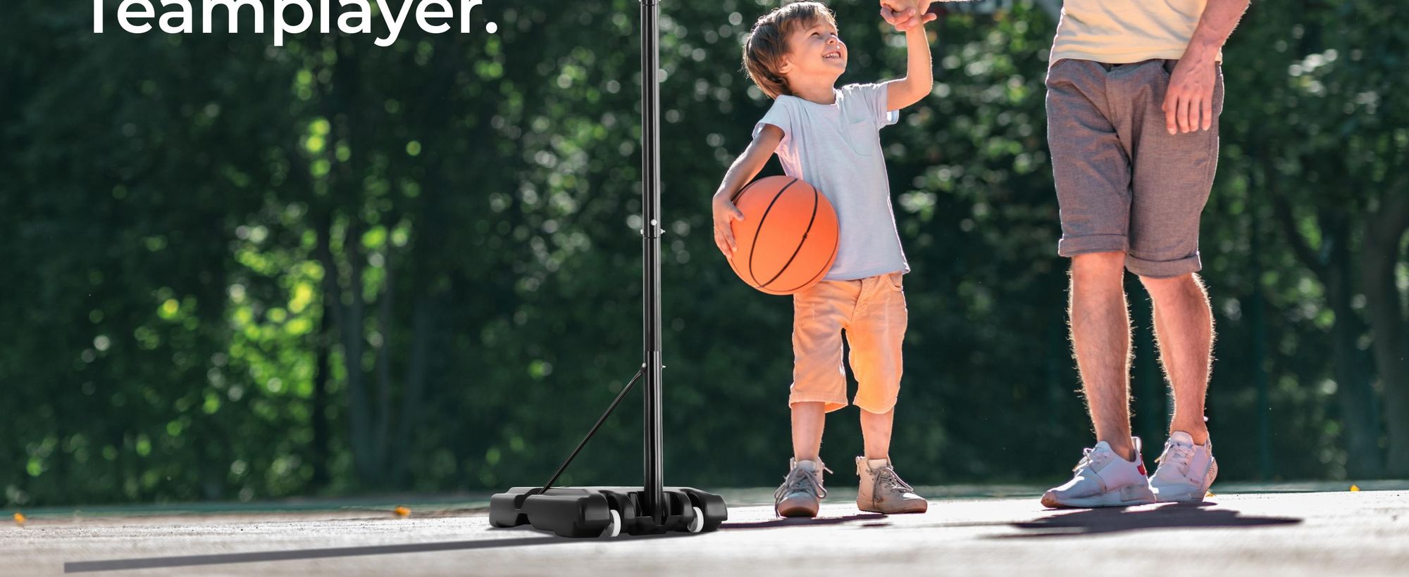tectake® Basketballkorb Dirk Outdoor mit Rollen, inklusive Ball, Pumpe und 2 Netze