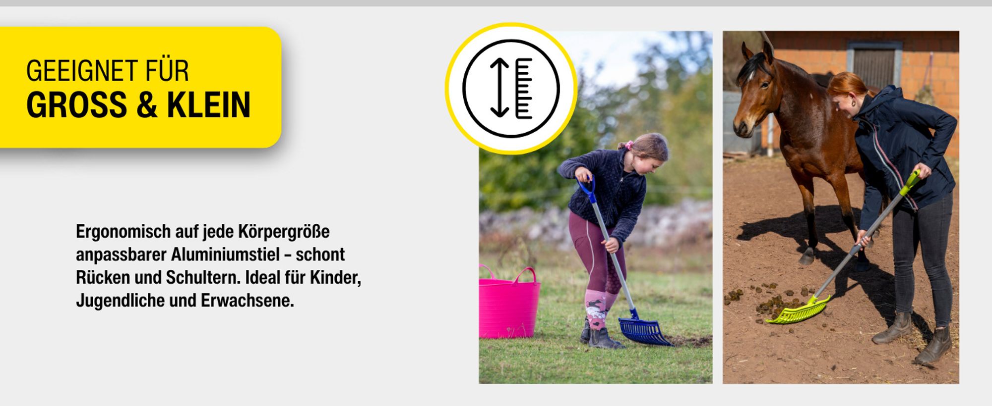 Schwedengabel V-Fork pink – Höhenverstellbare Mistgabel 75–115 cm aus Polycarbonat