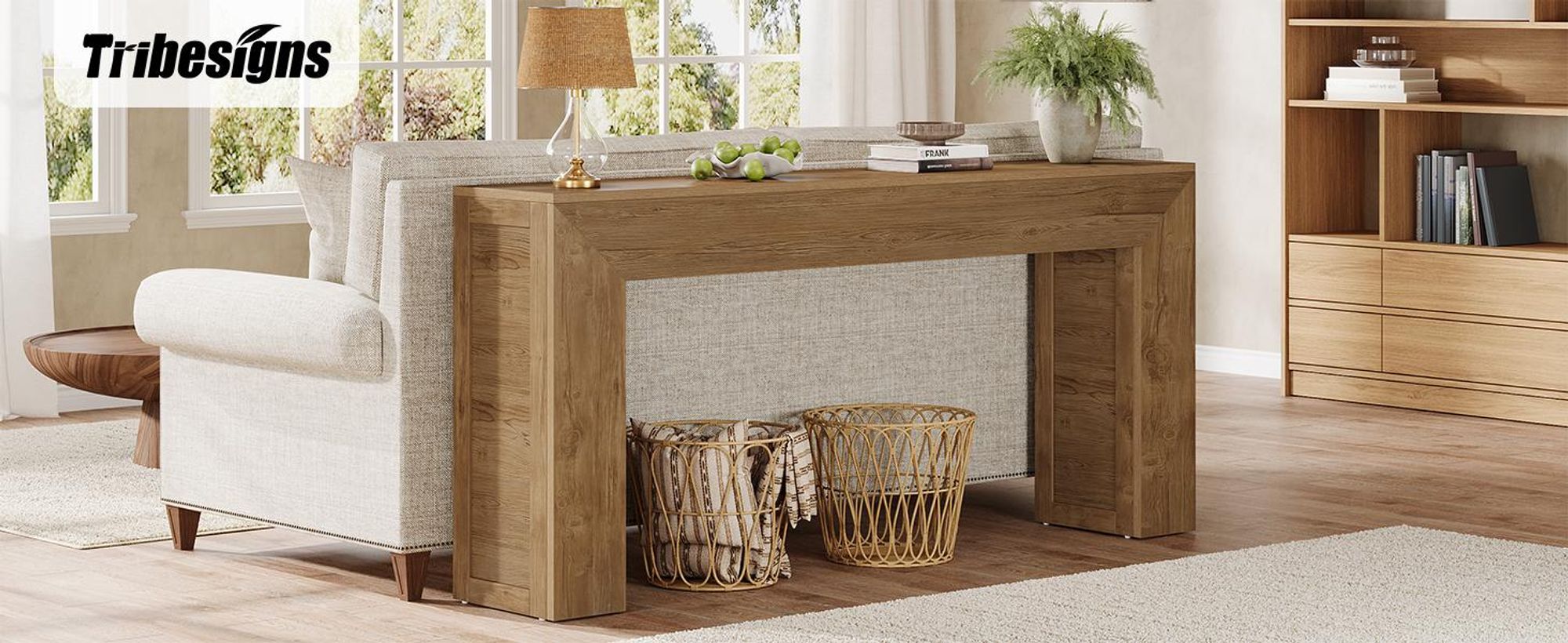 160 cm langer Konsolentisch für den Eingangsbereich, schmaler Flurtisch für Flur, Foyer, Wohnzimmer, braun
