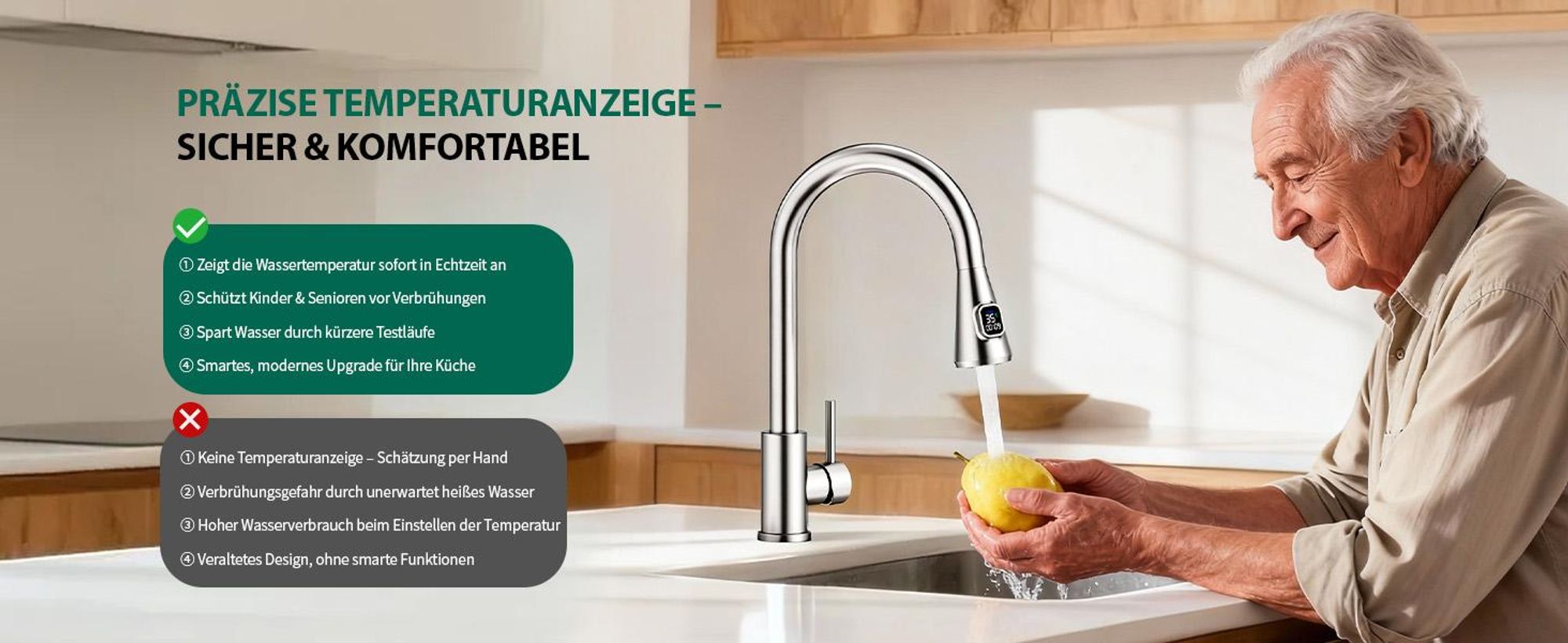 Homelody Wasserhahn Küche mit 2 Strahlarten,360° Drehbar Küchenarmatur,Edelstahl Spültischarmatur,Hochdruck Armatur,Mischbatterie Küche Matt Gebürstet