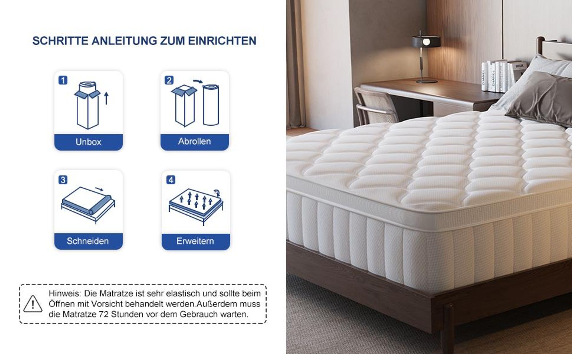 Aiibot Matratze 140x200,7-Zonen Matratze,Höhe 25cm, Matratzen,Federkernmatratze 140x200 mit Komfortschaum,Taschenfederkernmatratzen,H3
