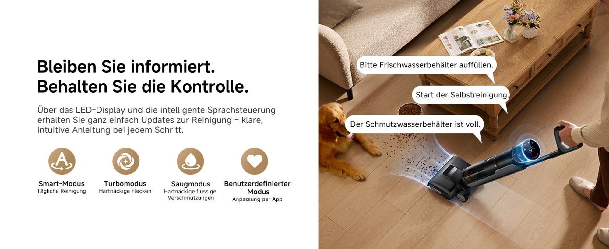 Dreame H15S Nass- und Trockensauger,3-fache Kantenreinigung,KI-Roboterarm,21000Pa Saugkraft,verhedderungsfrei,leise 90°C Trocknung,flaches 180°-Design