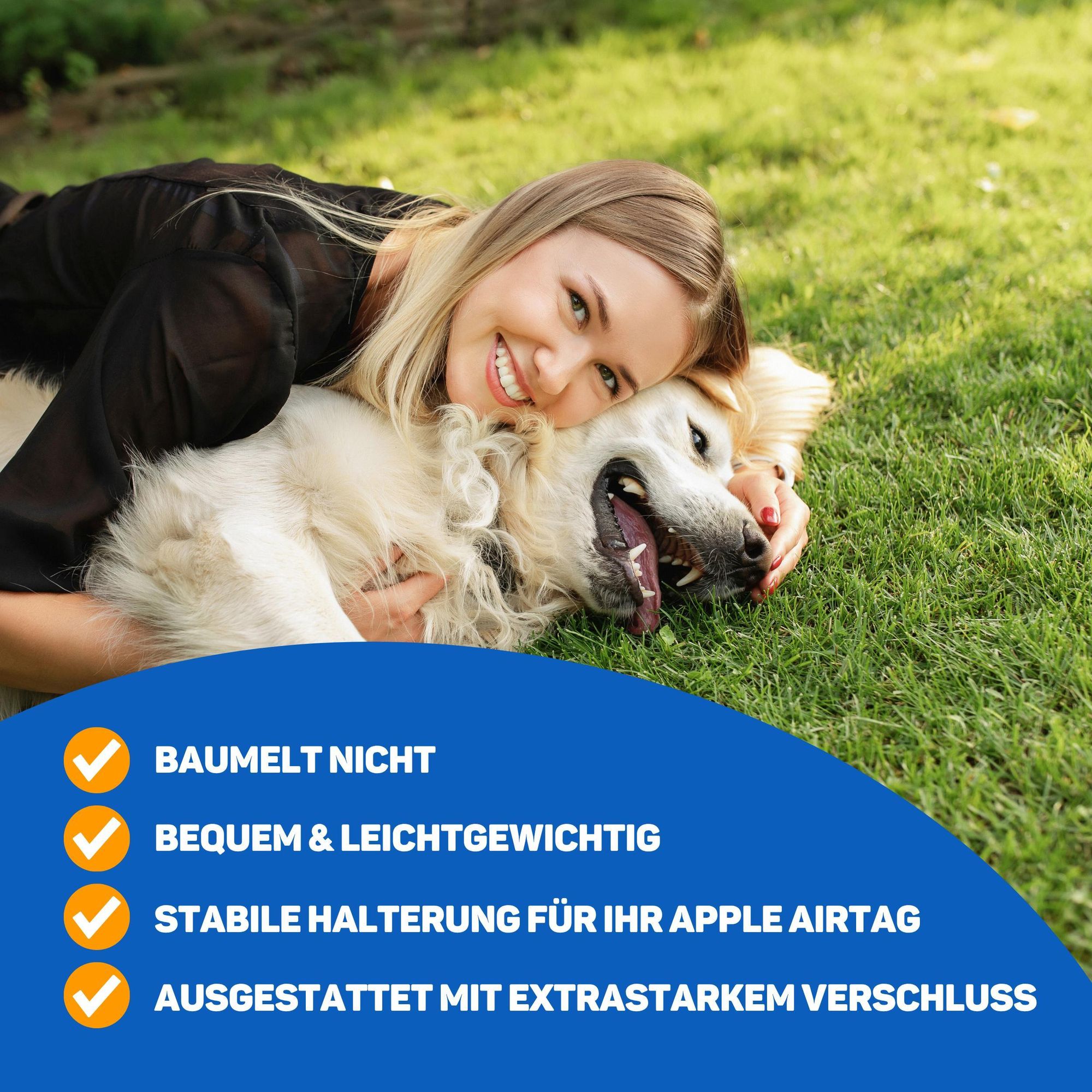 Vulpes Goods Hundehalsband, Apple Airtag Halsband für Hunde, Reflektierendes, Kratzerfest und wasserdicht, Mit 2 Zubehör, 36-44 CM, M