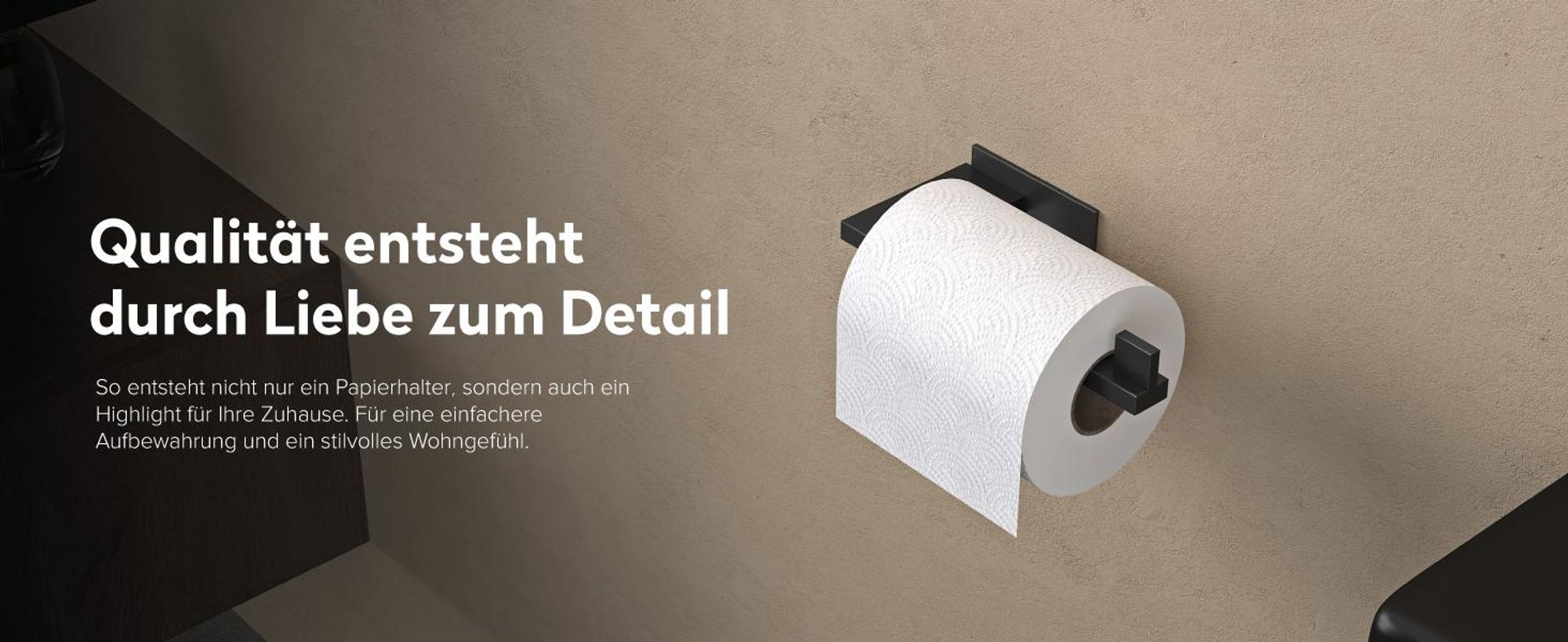 doporro Toilettenpapierhalter selbstklebend, Klopapierhalter aus Edelstahl ohne Bohren, Klorollenhalter für Badezimmer, Matt schwarz/Nickel gebürstet Lino-03