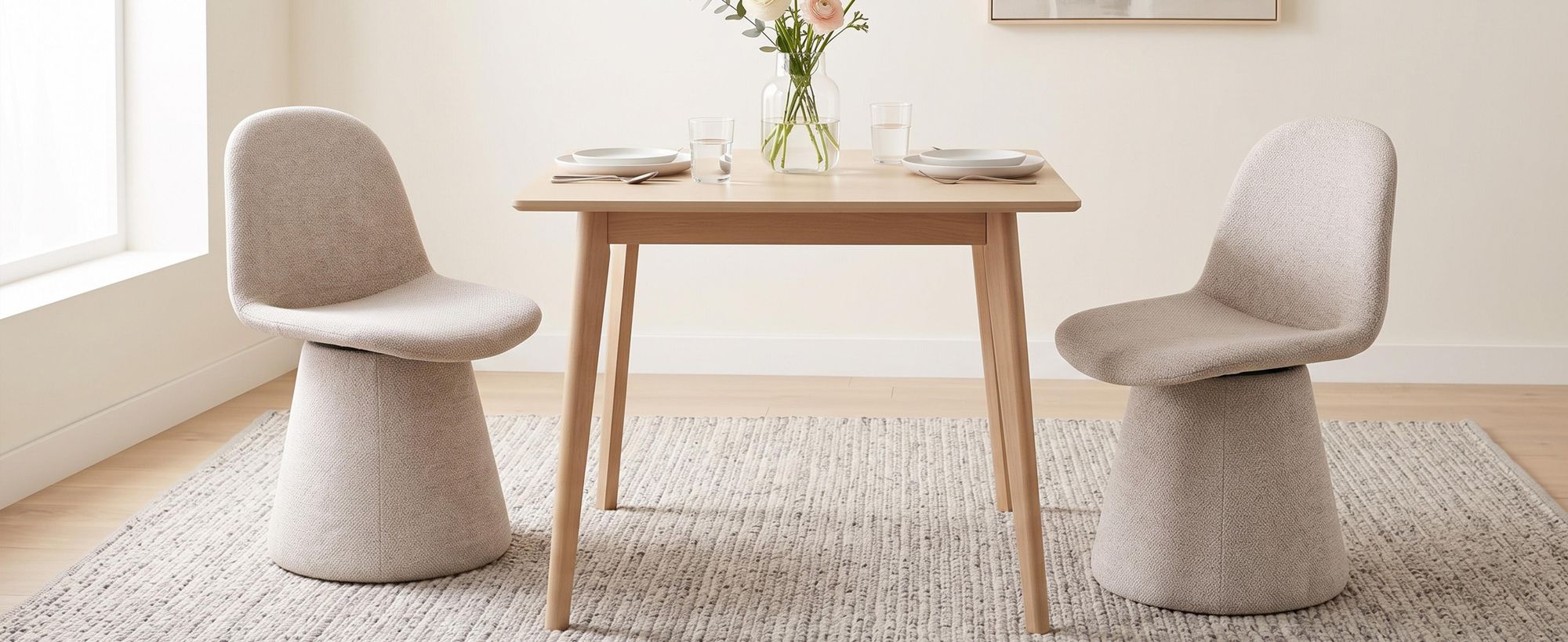 Duhome sedia da pranzo in tessuto bouclé Poltrona imbottita Poltrona imbottita con schienale Sedia girevole per sala da pranzo Soggiorno Camera da letto, Beige